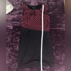 SPENSE Sleeveless Black Pencil Dress w/ Stripes